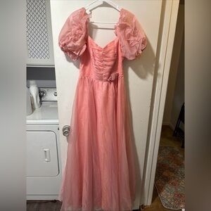 Vintage Eve Of Milady Pink Chiffon Bridesmaid Prom Ruffle Formal Dress Gown M